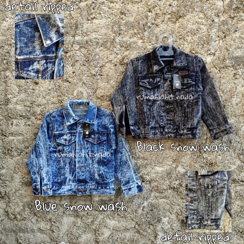 jaket jeans anak snow wash