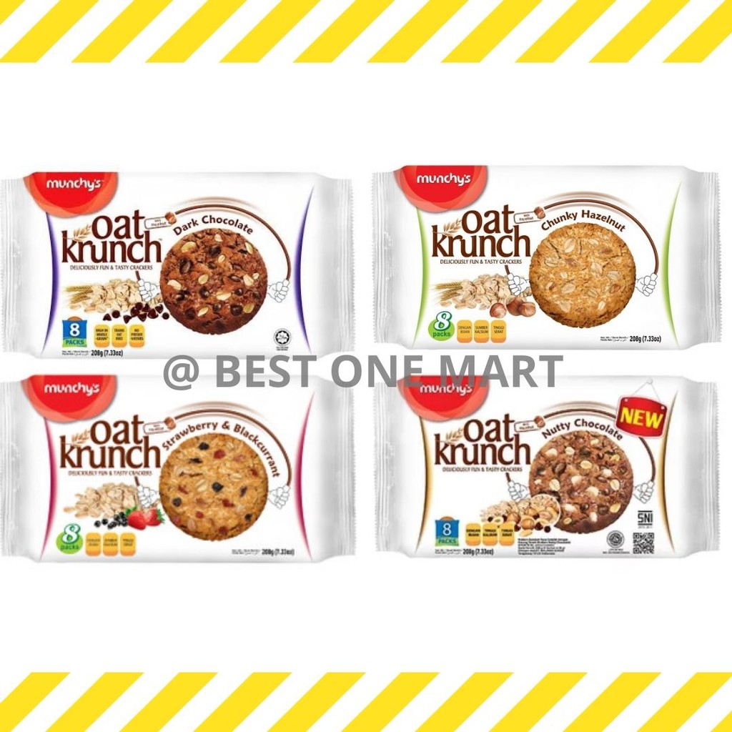 

Munchy's OAT Krunch / Biskuit Gandum - Dark Chocolate / Cokelat - Strawberry & Bc / Stroberi 305 g