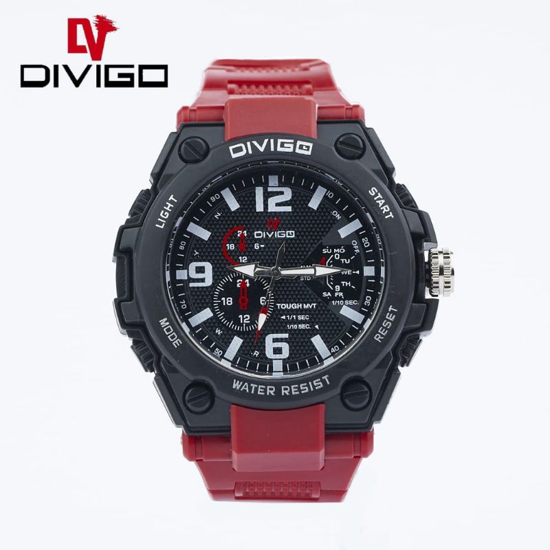 (Cod)Jam Tangan Pria Divigo Tough MVT Anti Air/Water Resist Strap Rubber/Karet(Terima Cod) Dikirim Jakarta)