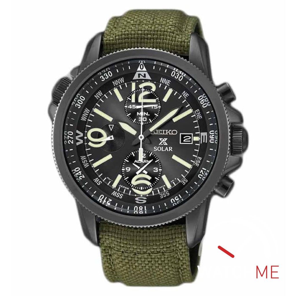 Jam Tangan Seiko Prospex SSC295P1 Solar Chronograph Black Dial 100m Nylon Strap Original Bergaransi