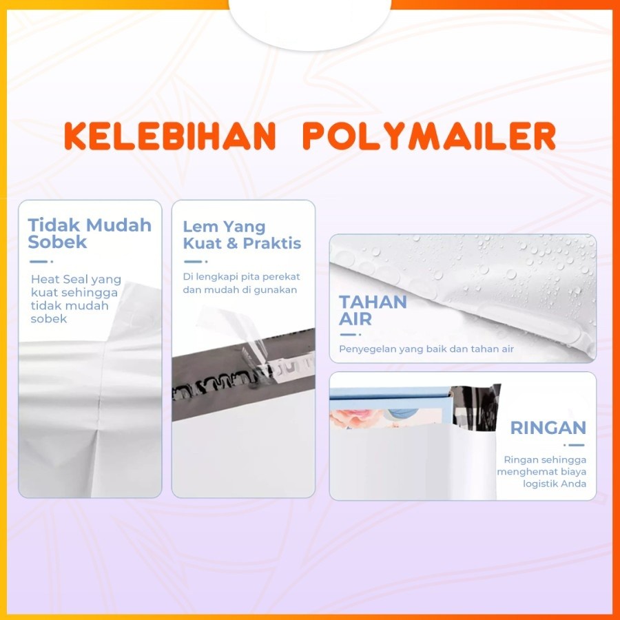 PL20 - 20X30 CM Plastik Packing POLYMAILER 100 Pcs Semi Glossy Premium