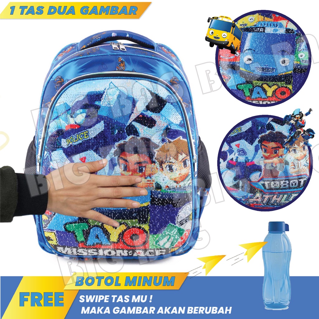 Tas Usap Ransel Anak Laki Laki Karakter - Robot Bus - Mission Ice - Swipe Boys + FREE BOTOL TERBARU