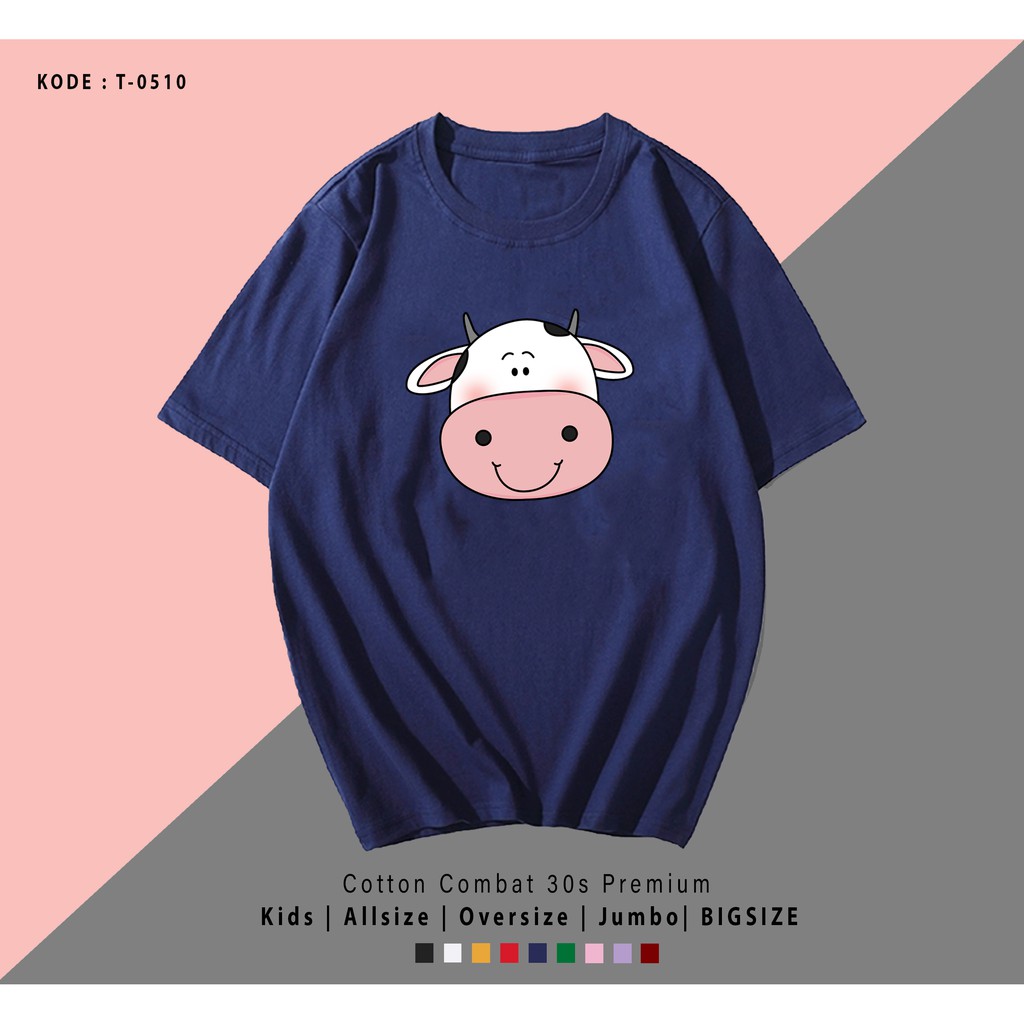 COW FACE T-SHIRT / KAOS UNISEX COWOK / CEWEK TERMURAH BAHAN KATUN 30S