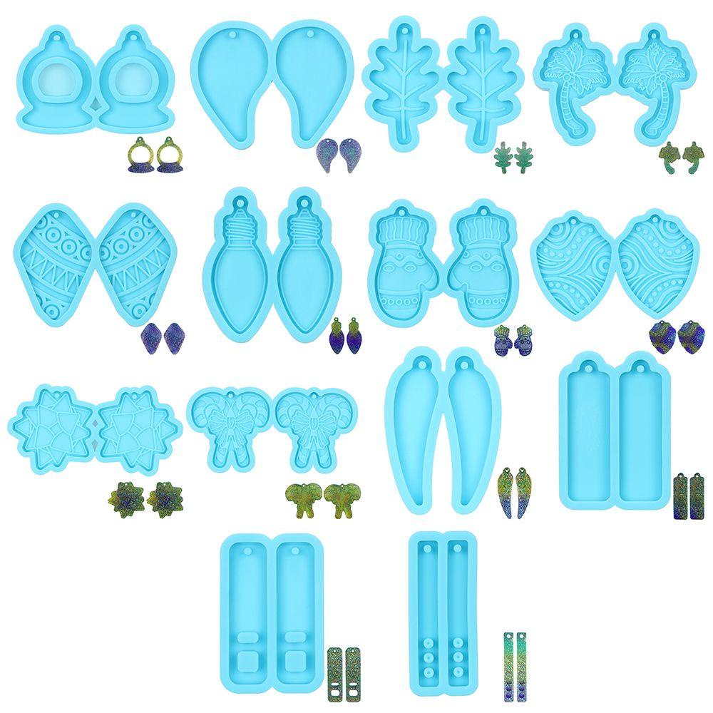 R-flower Earrings Resin Mold DIY Handmade Membuat Perhiasan Alat Ear Studs Mold Crystal Resin Silicone Mold