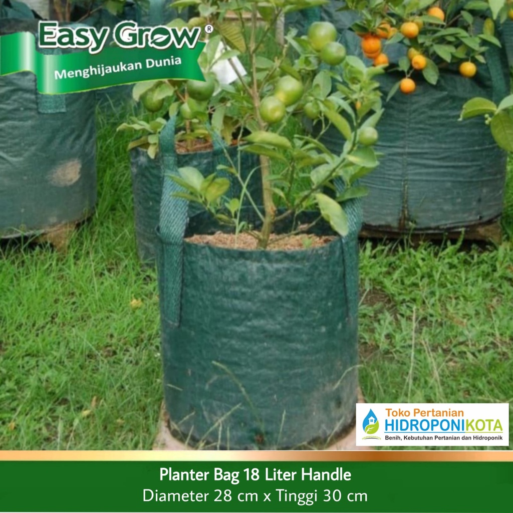 EASY GROW - PLANTER BAG 18 LITER - size 28 x 30 cm - planterbag easy grow - merk EASY GROW ASLI