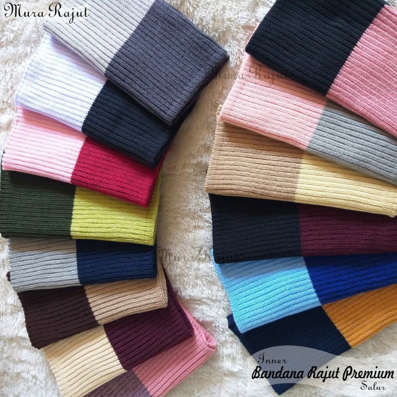 Inner Rajut 2 Warna | Bandana Rajut 2 Tone Inner Hijab Murah