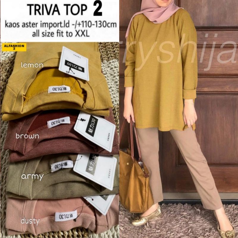 READYTrivia top#2 blouse wanita jumbo Kaos aster import ori  Alfashion