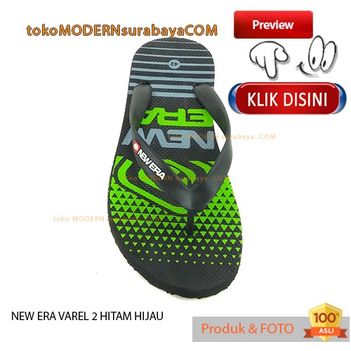 Sandal Pria jepit NEW ERA VAREL 2 HITAM HIJAU Casual Karet Flip Flop