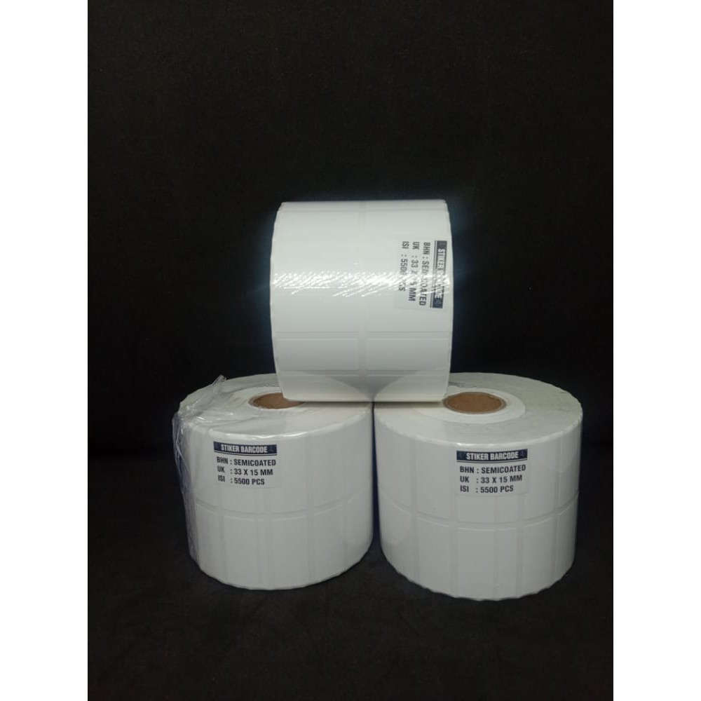 Stiker Label Barcode 2Line Semicoated 33x15 isi 5.500 PCS Transfer Thermal Tinta Ribbon GAP Label Harga 2 Line