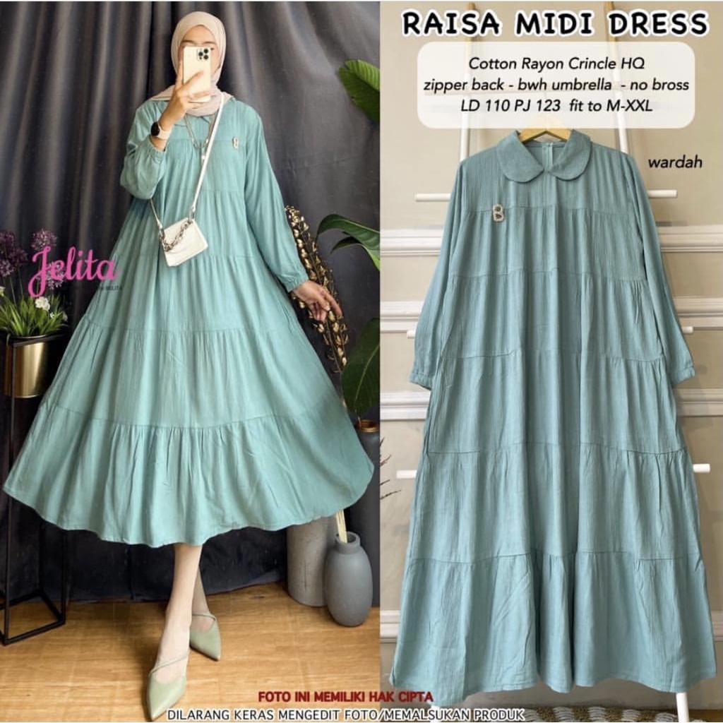 Raisa midi dress premium crinkle mayung