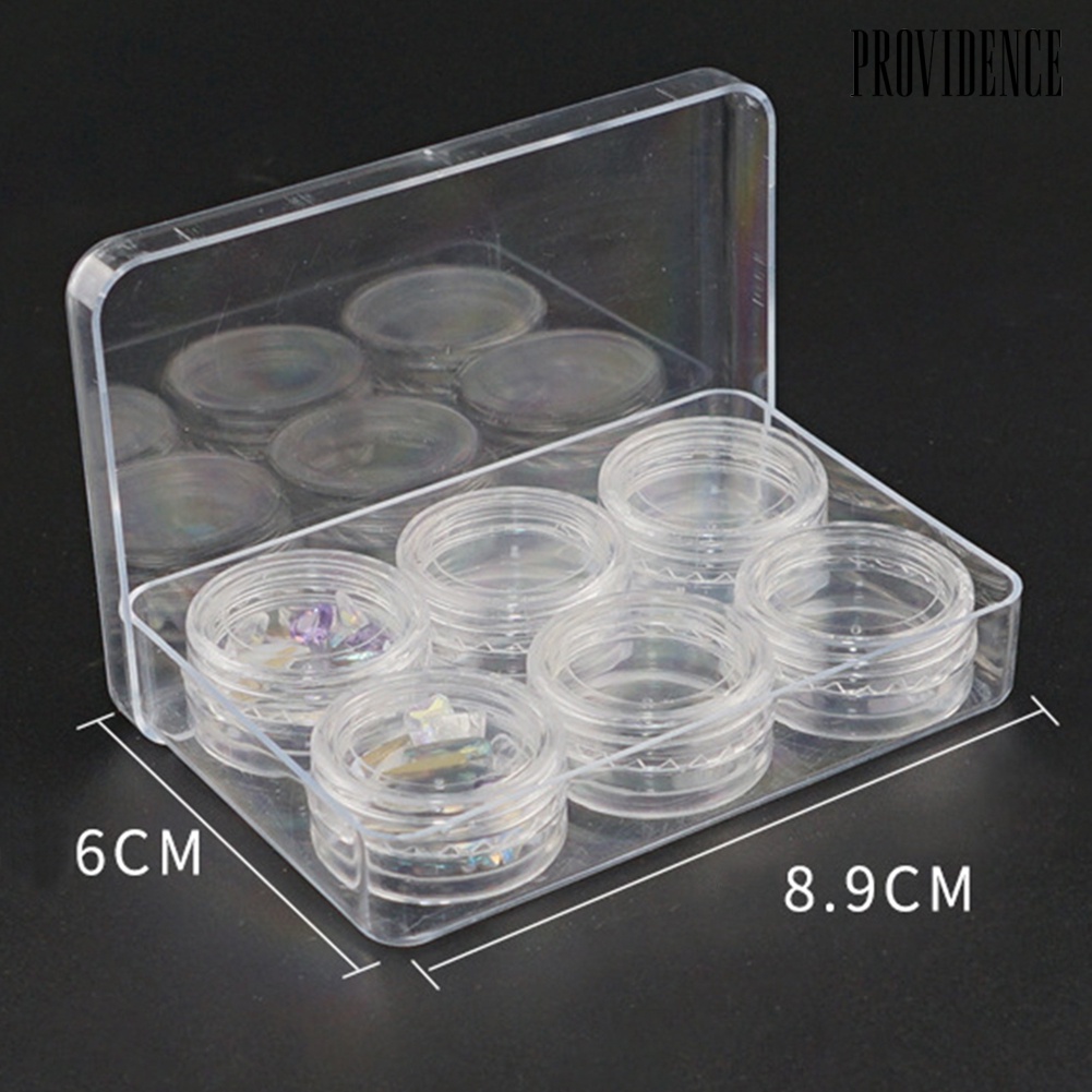 Providence Mini 6 Grid Nail Art Storage Box Rhinestones Jewelries Beads Case Container