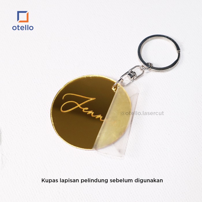 Custom Gantungan Kunci Mirror Keychain Grafir Nama Ganci Akrilik Acrylic Kustom Name Tulisan