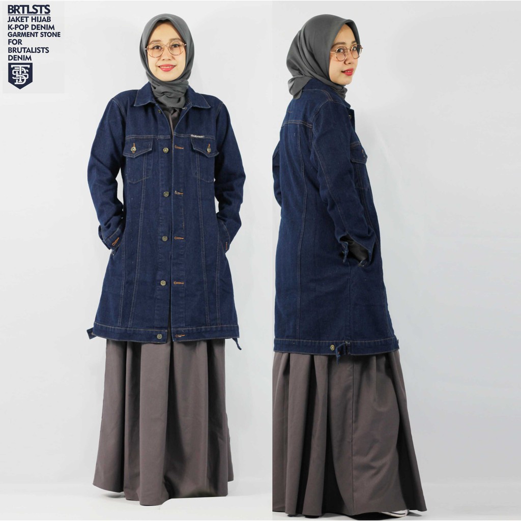 ATASAN JAKET JEANS WANITA MUSLIMAH - JAKET HIJABER JACKET LEVIS DENIM - JAKET PANJANG ALA KOREA new