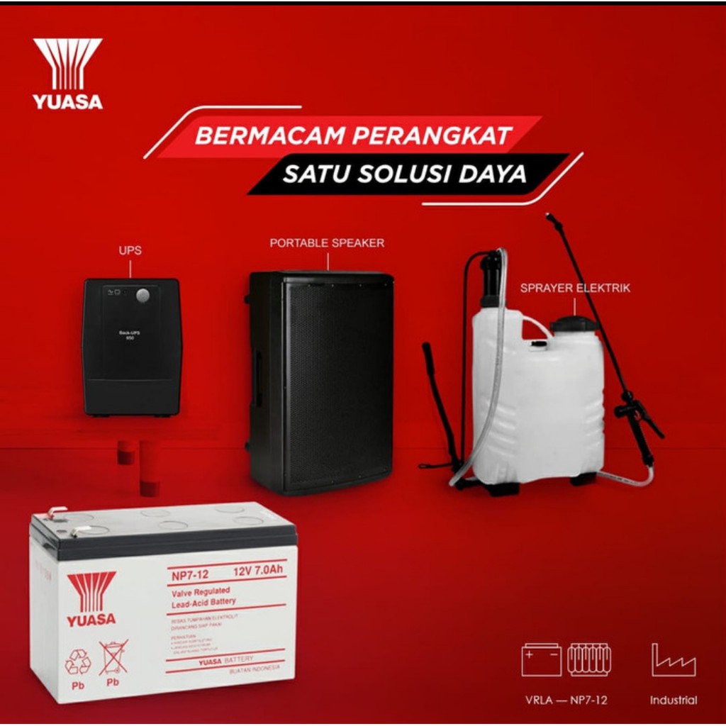 Yuasa 7ah Aki kering (MF battery) Yuasa 12v 12volt 7Ah 7 Ampere aki UPS aki mobil mainan sprayer ORIGINAL YUASA 7ah AKI SURABAYA AKI