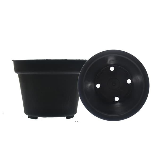 pot bunga tanaman plastik hitam 10cm - polos mini