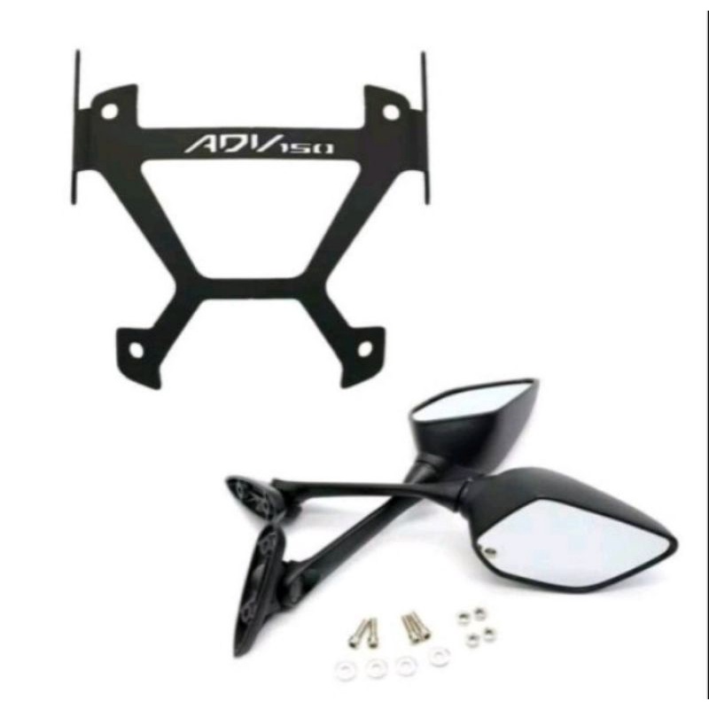 BREKET SERPO SET+BAUT ANTI CEBOL+SPION R25 TANGKAI PANJANG CARBON(PNP ADV150)