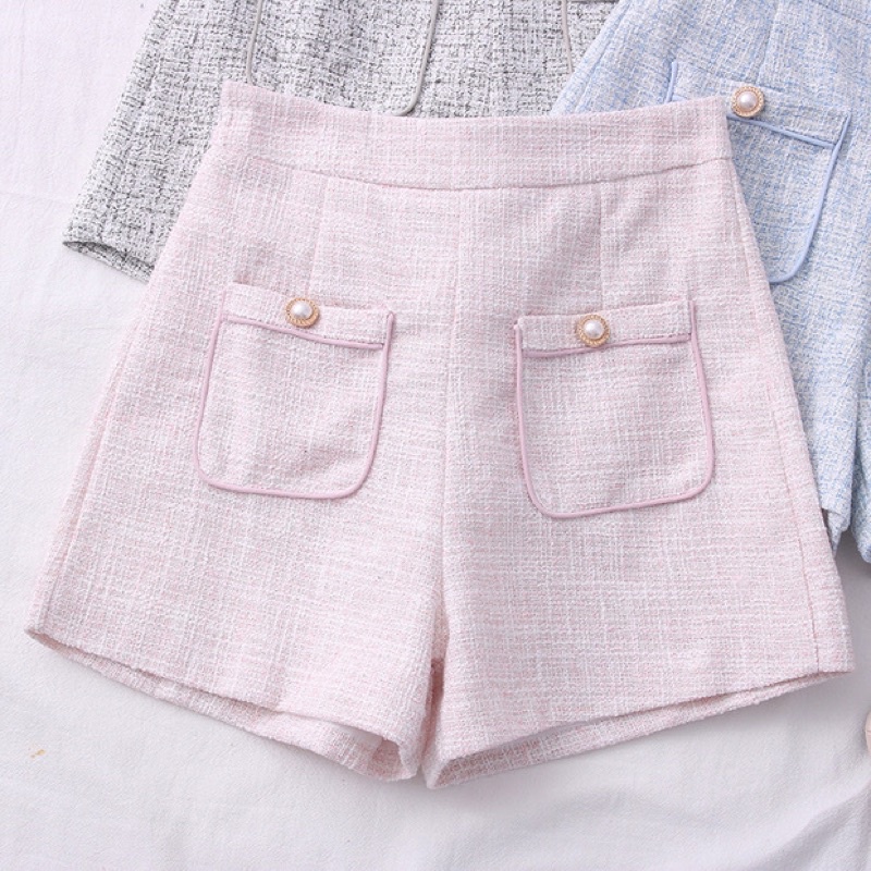 CELANA PENDEK SHORT PANTS HIGHWAIST TWEED MX873