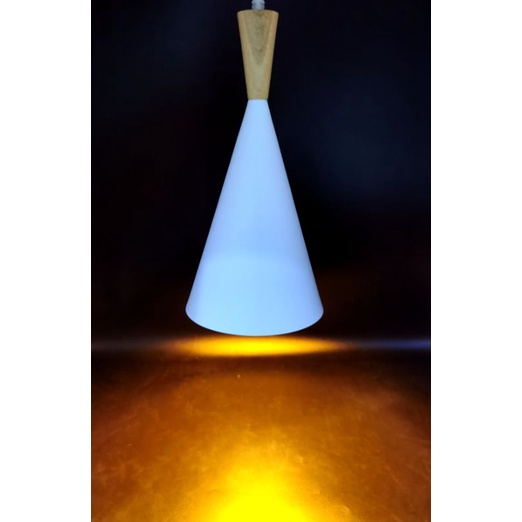 Lampu Hias Pendent Light, lampu cafe, Model Kerucut Topi +gagang kayu