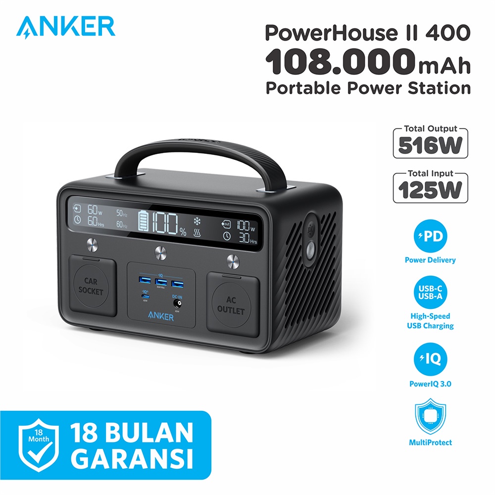 Anker Powerstation PowerHouse II 400 Black - A1730