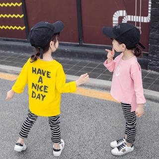 Cozy Setelan Kaos  T Shirt Casual Anak  Perempuan  Lengan  