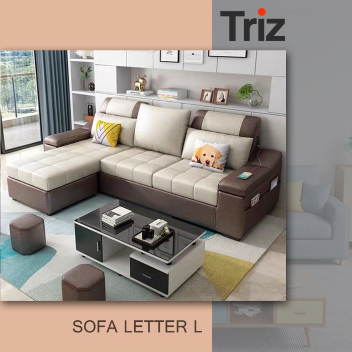 Triz Furniture Furniture Sofa Kursi Ruang Tamu Kursi Teras Santai Sofa L - Brown