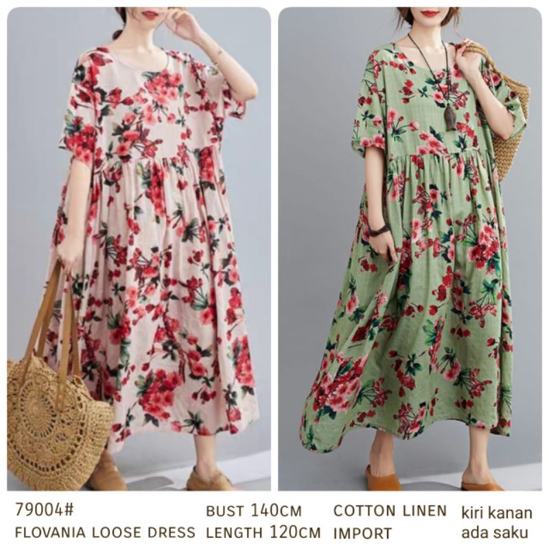 MDLV ~ 79004# Flovania Loose Dress Oversize Dress Big Size Dress Premium Dress import Dress Midi Dress Flower Fashion Import