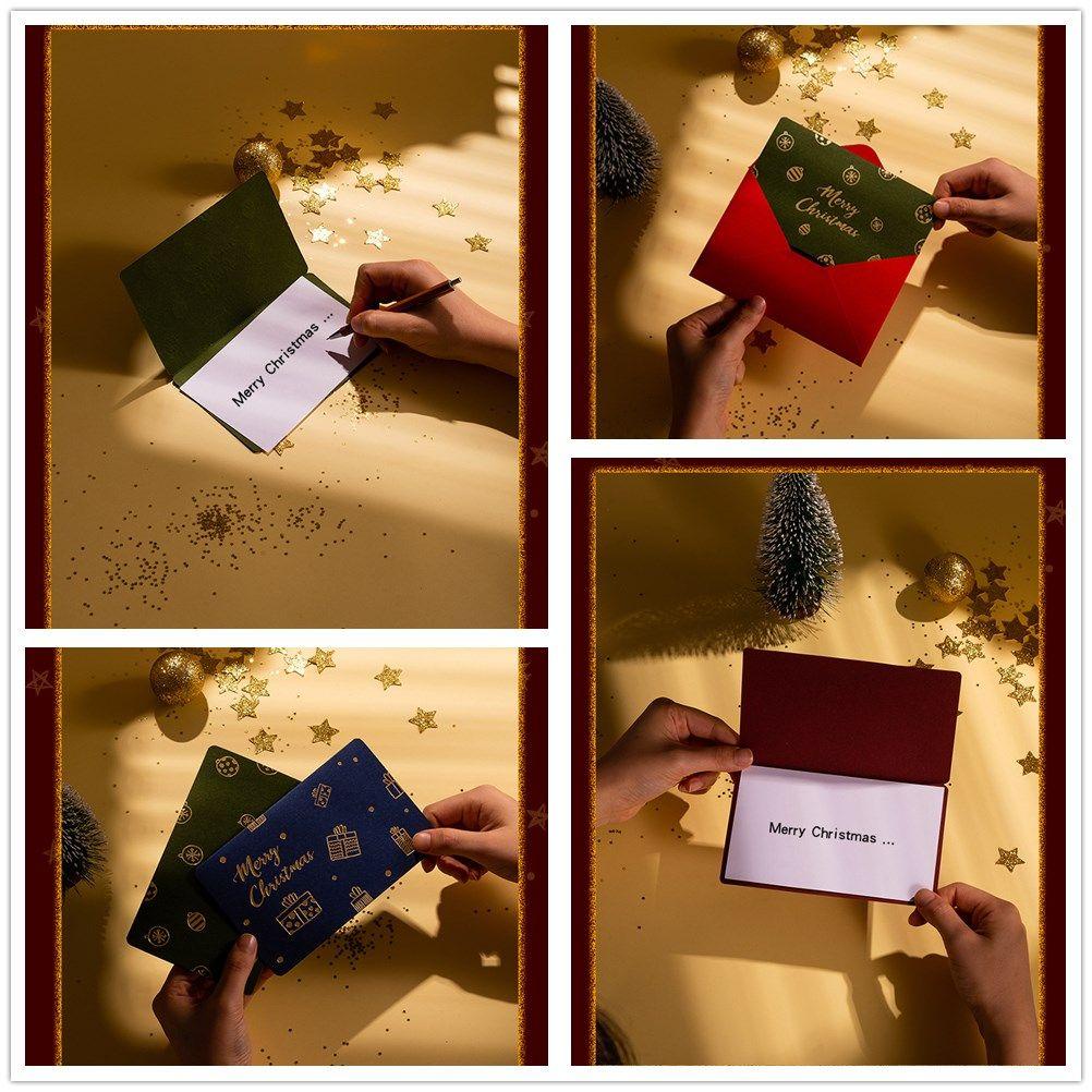 Kartu Ucapan Natal SOLIGHTER Kartu Bronzing Tahun Baru Dengan Amplop Wishing Message Card