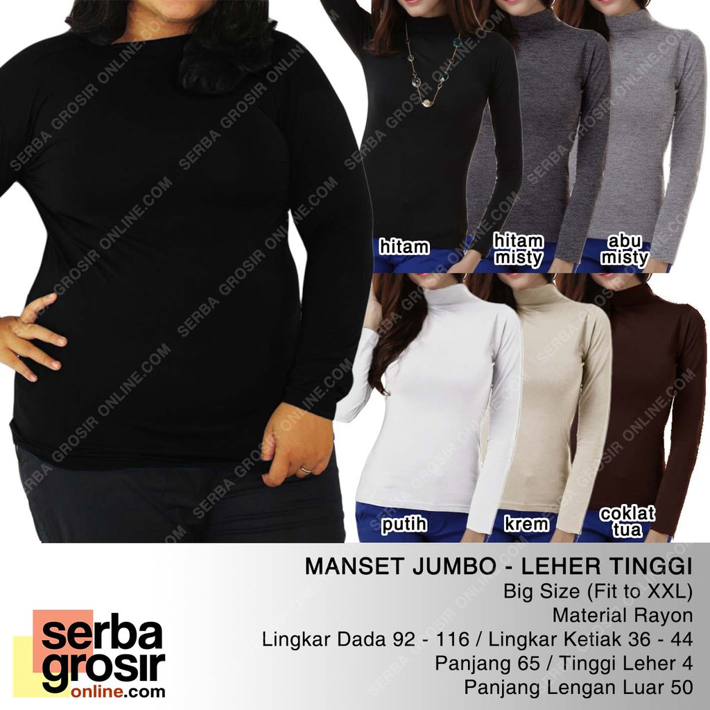 Jual MANSET KAOS JUMBO LENGAN PANJANG UKURAN BESAR / BAJU DALAMAN LEHER