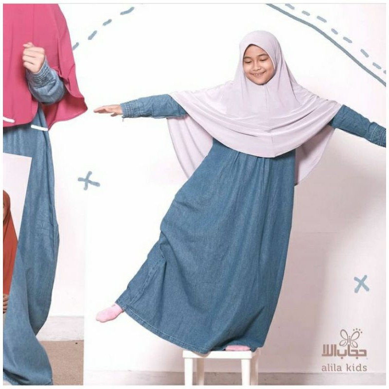 Gamis denim hari kids hijab alila