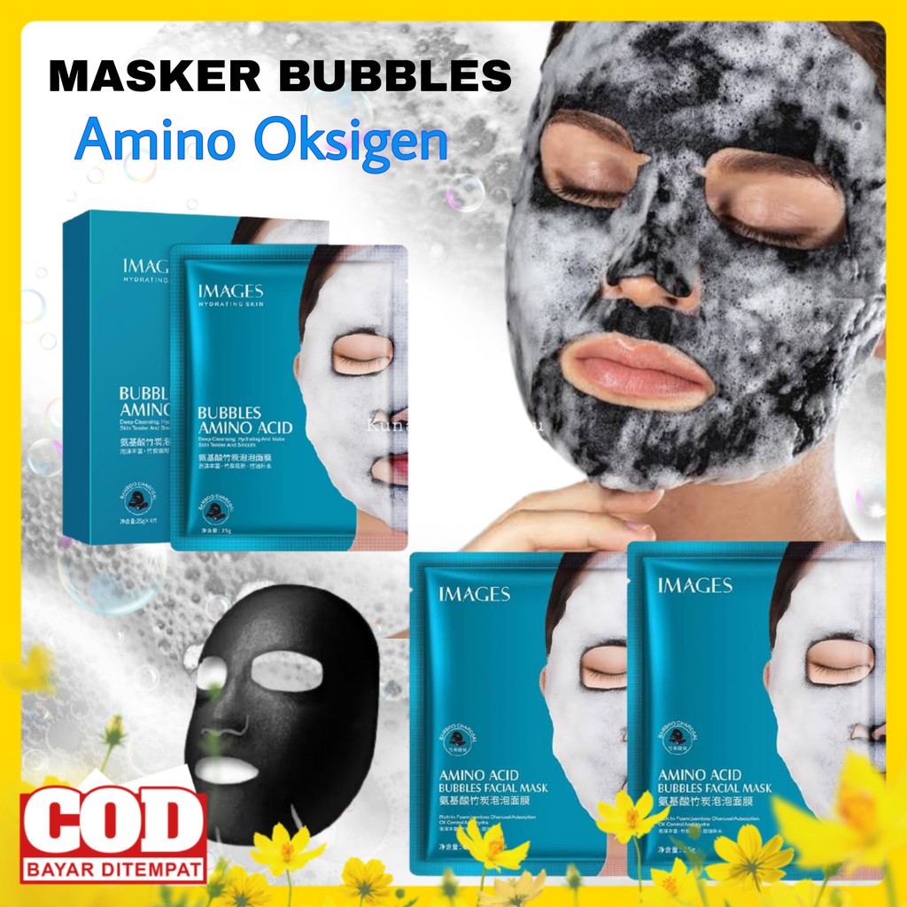 Masker Wajah Images Bubble Amino Acid Mask Foam/Masker Gelembung Busa/Jomtam sheet Mask Korea