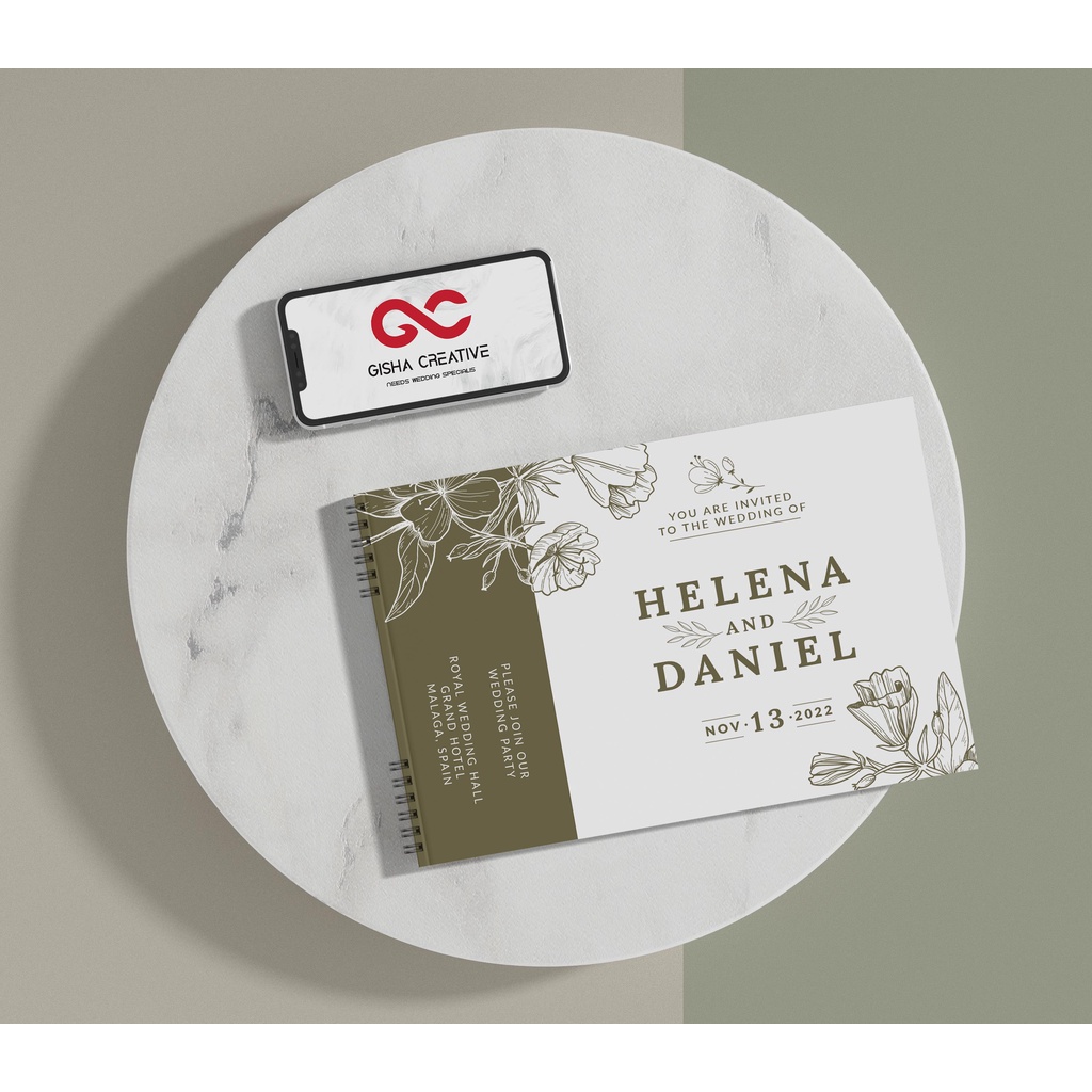 BUKU TAMU PERNIKAHAN HARD COVER & SOFT COVER DESIGN CUSTOM JILID SPIRAL MURAH DEPOK