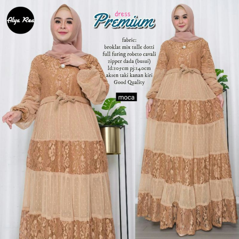 Gamis/Dress Brukat Tile Doty Jumbo - Nadhira Dress Bridesmaid Fashion Muslim