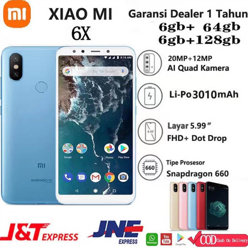 Xiaomi MiMI 6X (MI A2) Handphone Barang baru hp Android murah Smartphone 6GB+64GB 6GB+128GB Layar 5.