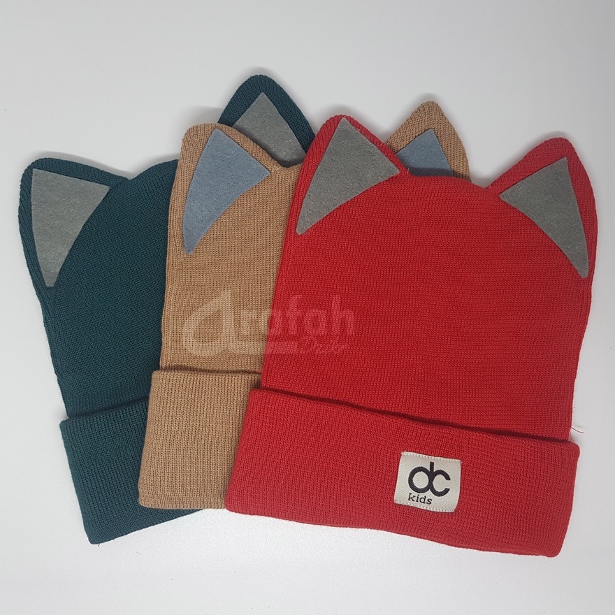 Topi kupluk bayi model kucing 0-4 tahun bahan katun DC KIDS rajut garut berkualitas