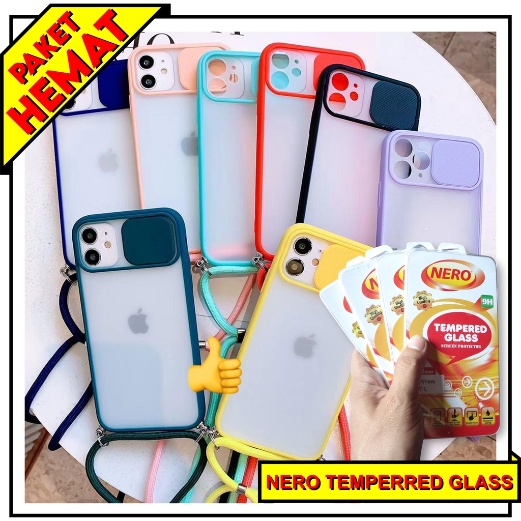 (PAKET) OPPO A5 2020/A9 2020/REALME C15/C12/REALME 7 PRO Case Dove Candy Tutup Lensa Kamera Dengan Tali + Temperred Glass Nero