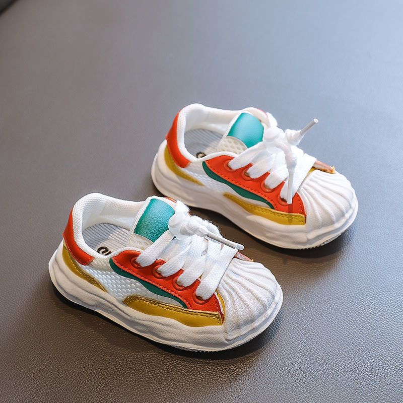 Sneakers Korea anak laki laki 0-6 Tahun WHITE ORANGE / Sepatu sneakers bayi unisex Import Korea / SN-025 ananakstore