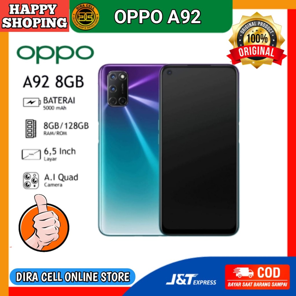 Hape oppo murah handphone android OPPO A92 RAM 8GB ROM 128GB henpon terbaru garansi resmi 1 tahun