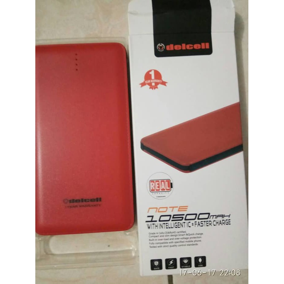 Delcell Powerbank Polymer Battery Real Capacity-10500 Mah
