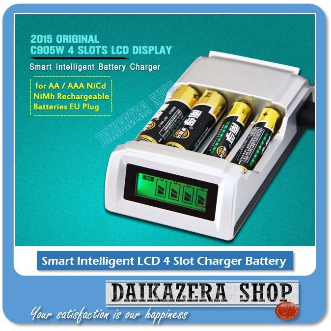 Charger Baterai for AA/AAA Smart Intelligent LCD 4 Slot