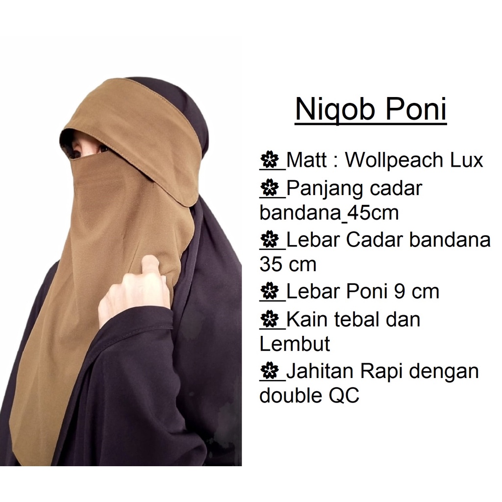 Niqob Poni Termurah Cadar Poni / Niqob Bandana Poni / Niqob Poni Kain Wollpeach Lux