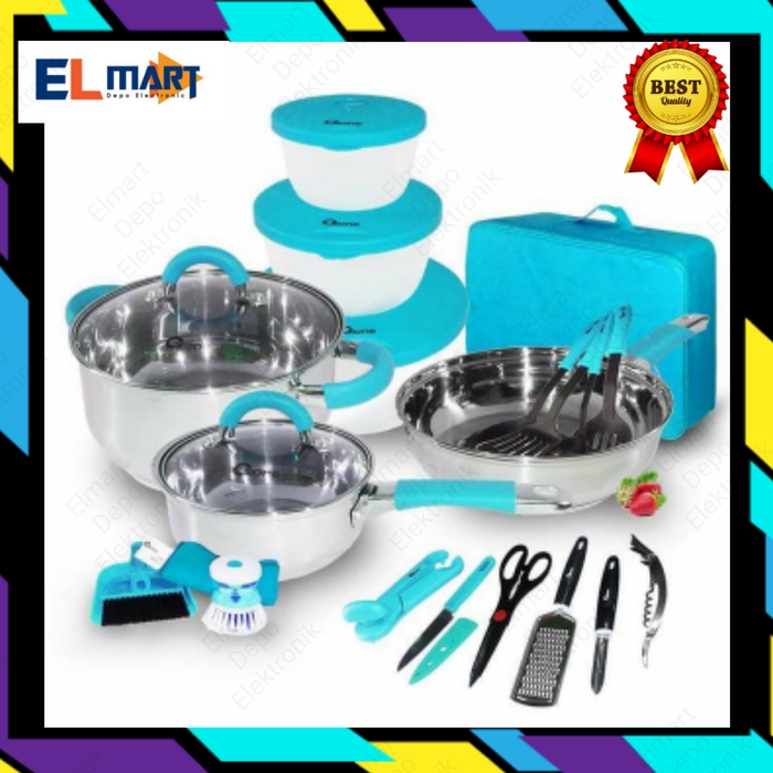 OXONE Travel kitchen cookware set 23pc OX-992  paket alat masak OX992 - Hijau