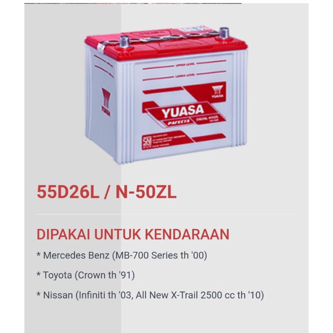 Aki Basah Yuasa N50ZL non air zuur 12v 60ah