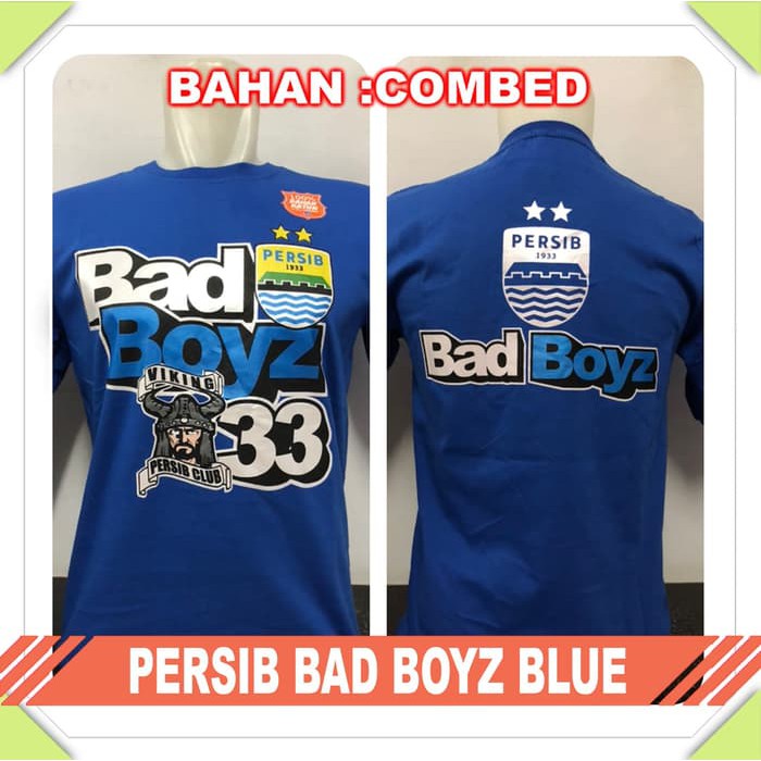 kaos baju distro bola lokal indonesia PERSIB BAD BOYZ BLUE - Biru, L