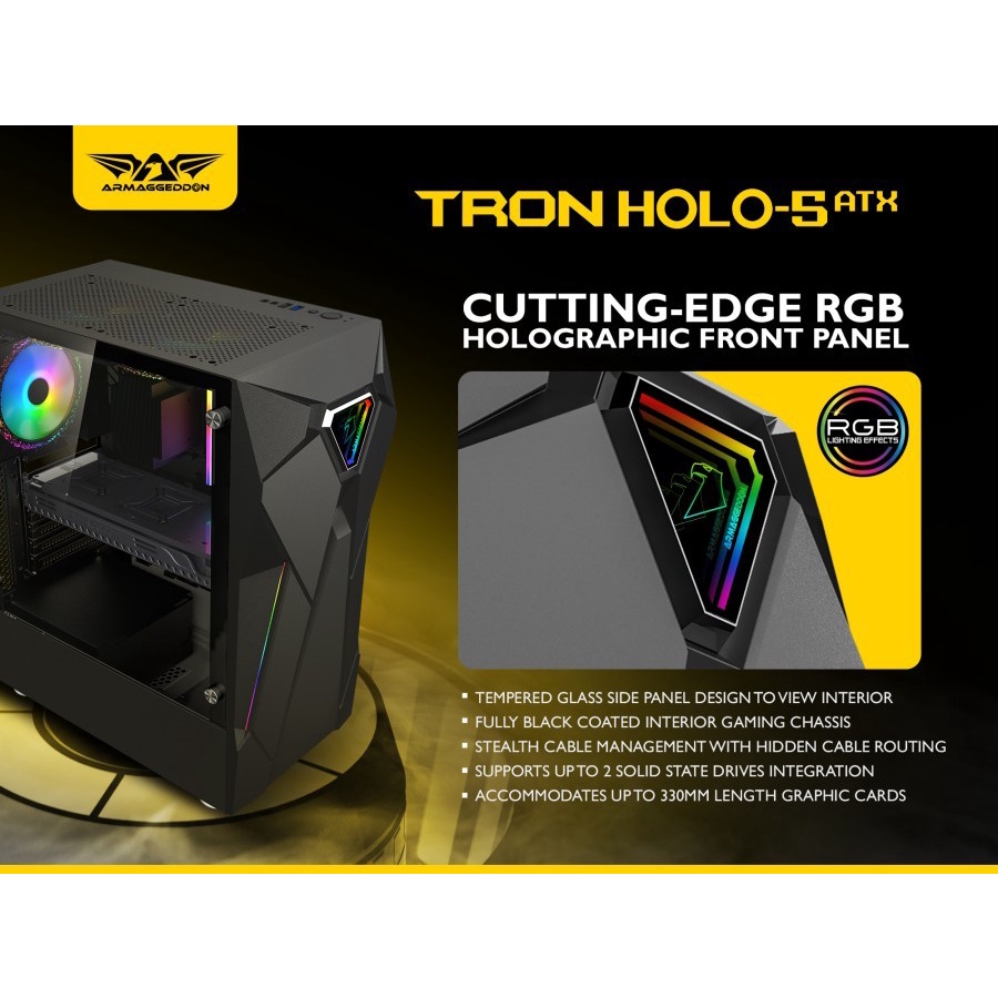 Casing Armaggeddon TRON HOLO 5 ATX RGB Holographic- Case TRON HOLO-5