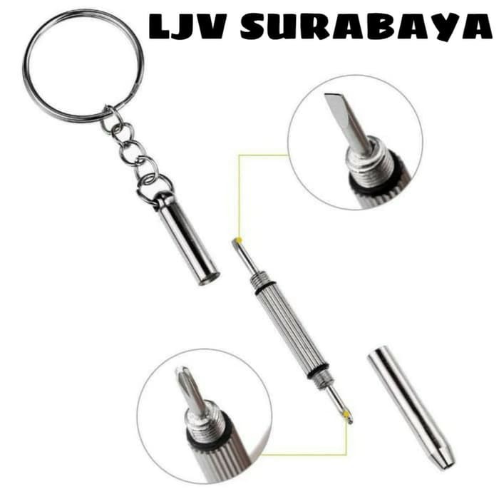 GANTUNGAN KUNCI OBENG 3IN1 PLUS MINUS MINI REPARASI KACAMATA KEYCHAIN