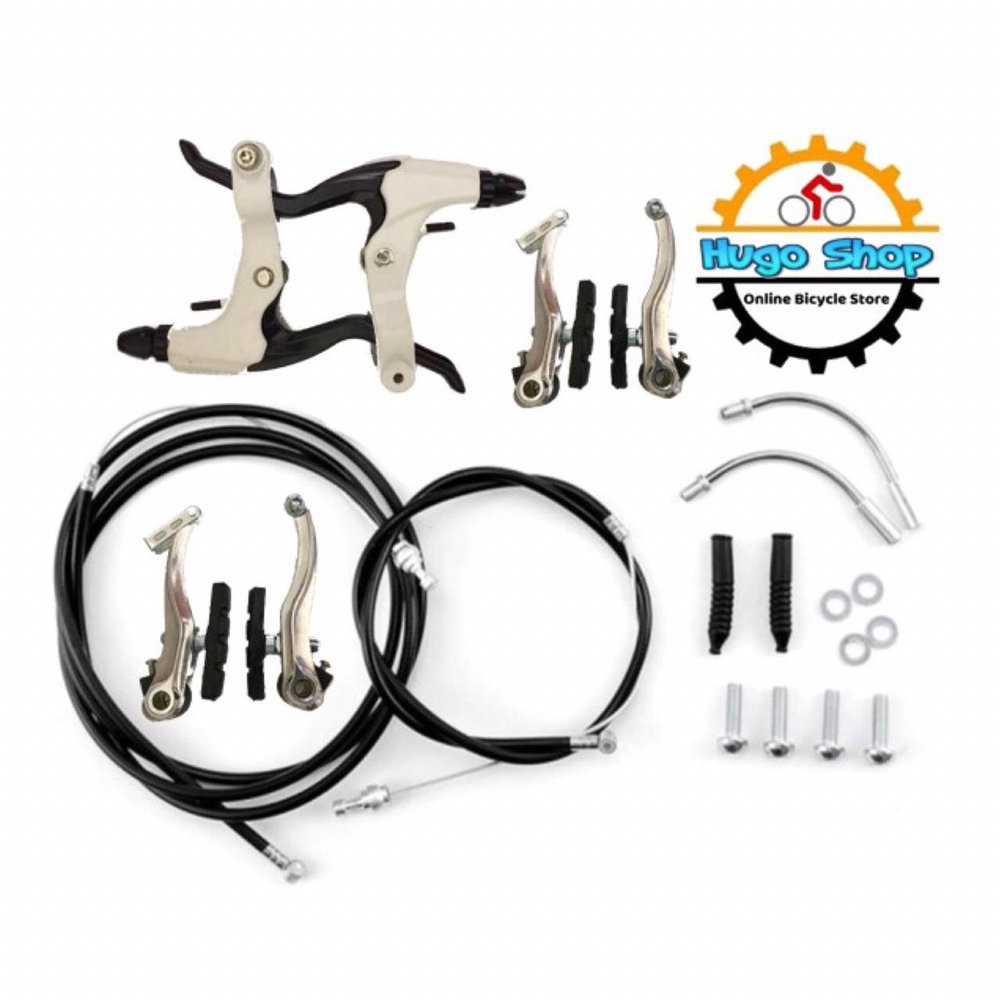 Brake- Rem Set Sepeda Model V White Aluminium Murah