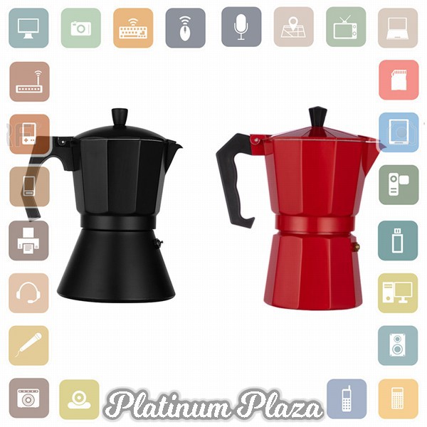 OneTwoCups Espresso Coffee Maker Moka Pot Teko Stovetop Filter 150ml 3 Cups - MX001 - Red`2TKYYG-