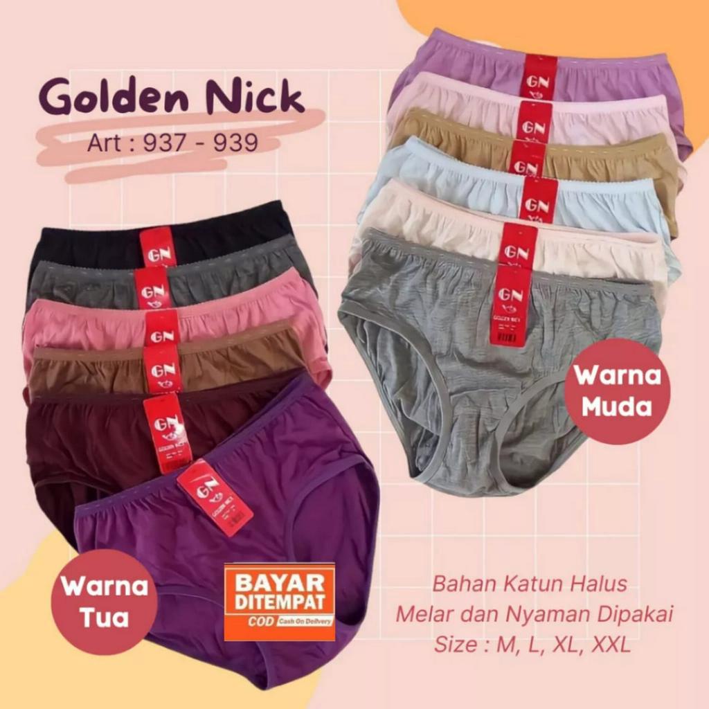 GOLDEN NICK CELANA DALAM ISI 12 PCS SIZE M.L.XL.XXL bahan katun halus mudah menyerap keringat