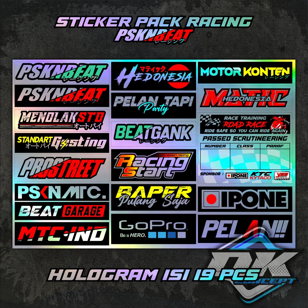 Sticker Pack Racing Sticker Motor Pasukan BEAT/ VARIO/ SCOOPY