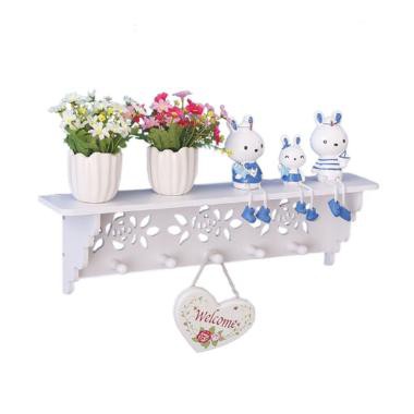 Decorative Rack Rak Shabby chic (dengan 5buah hook gantungan)  Rak dinding Vintage Hiasan Kamar